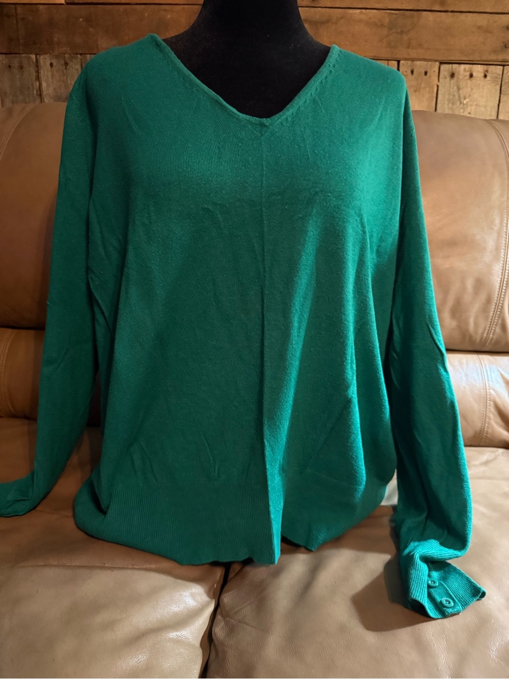 Lane Bryant Emerald Green V-Neck Pullover Sweater